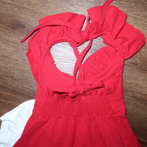 Pixie Girl by Chasing Fireflies Boutique Red White Ruffled Knit Maxi Dress sz 2T - Picture 3 of 6